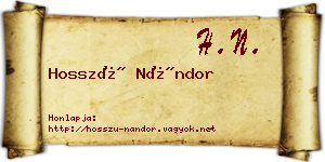 Hosszú Nándor névjegykártya